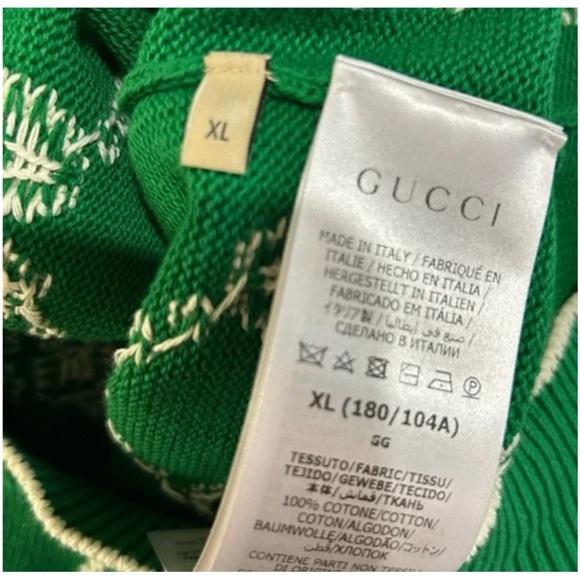 Gucci, GG intarsia cotton cardigan sweater men’s size Medium made in Italy - Picture 8 of 10